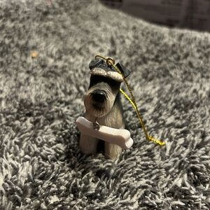 Charming Dog Figurine with Bone - White and Gray